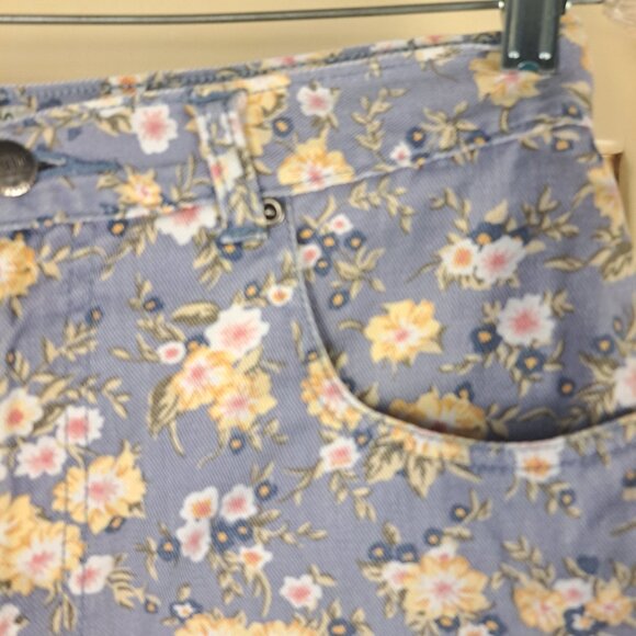 Stefano International Blue Denim Floral High Waist Vintage Sz 14 Y2K Shorts - Picture 2 of 11